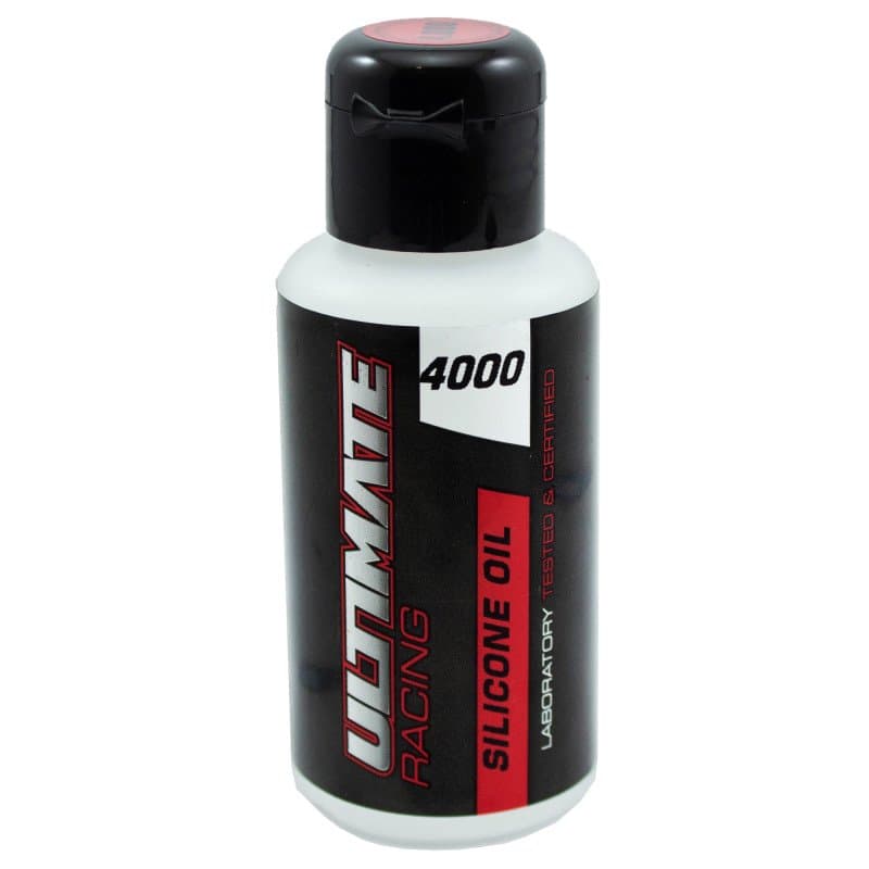 Ultimate Racing 4000 silikoneolje i hvit flaske